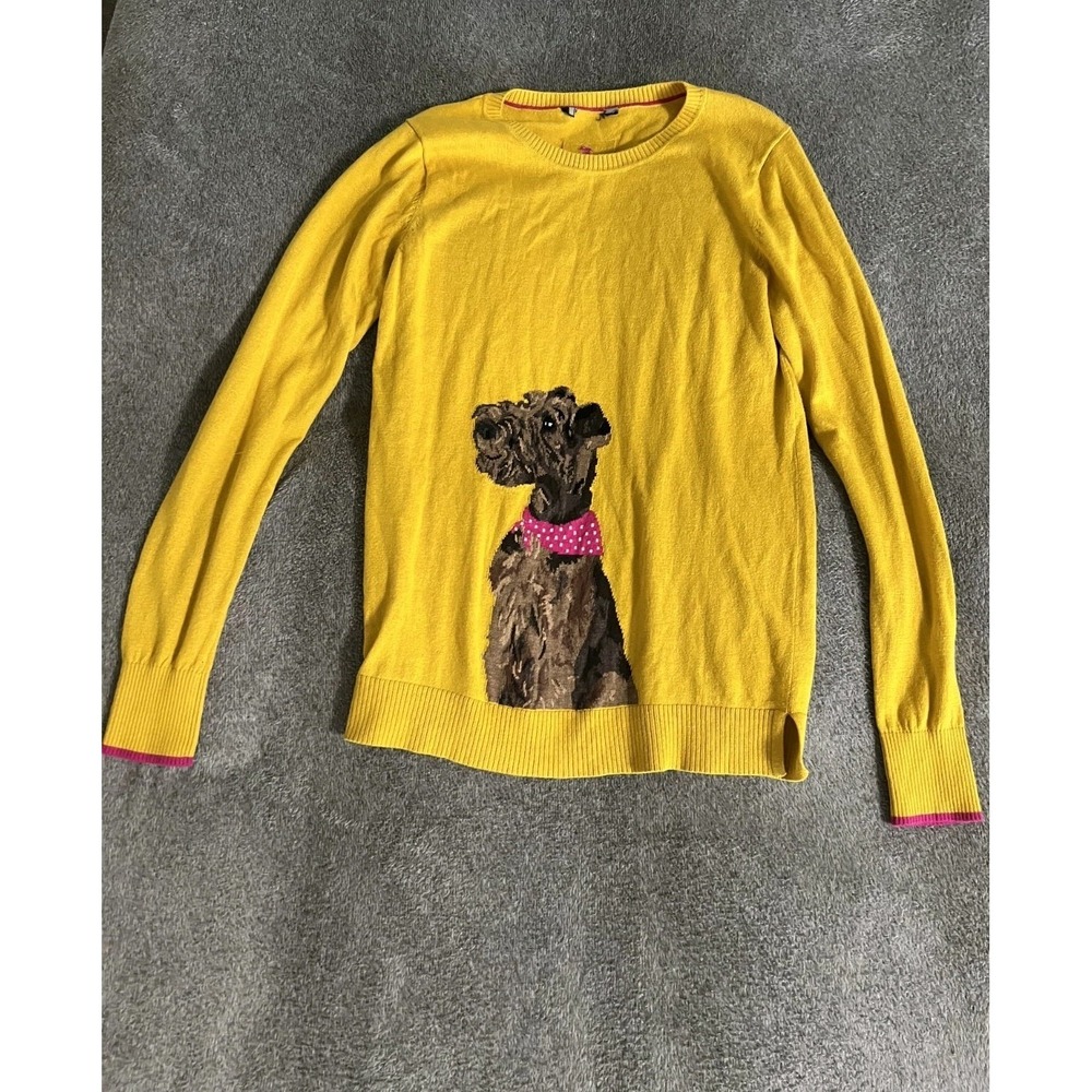 Joules Sweater Womens Sm Miranda Gold Dog Intarsia Knit Terrier Crew Neck Jumper